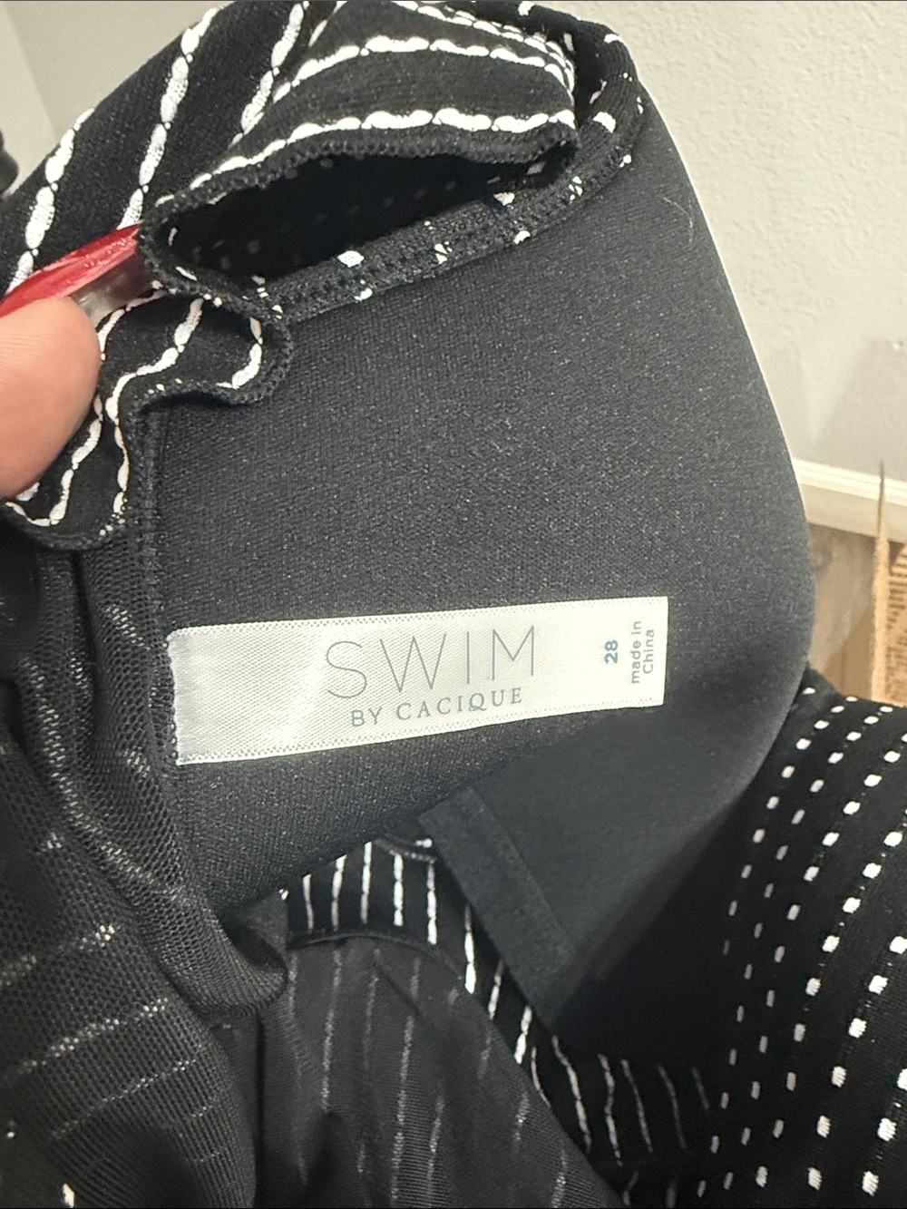 Swim by Cacique Black and White Polka Dot Swim Top Plus Size 28 - Picture 8 of 10